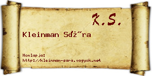 Kleinman Sára névjegykártya